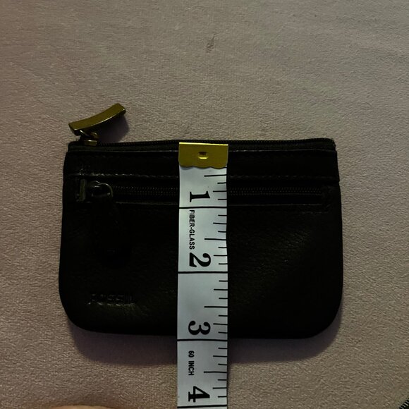 Fossil Brown Leather Small Wallet Change Purse Bag 3 Zippers - Picture 2 of 8